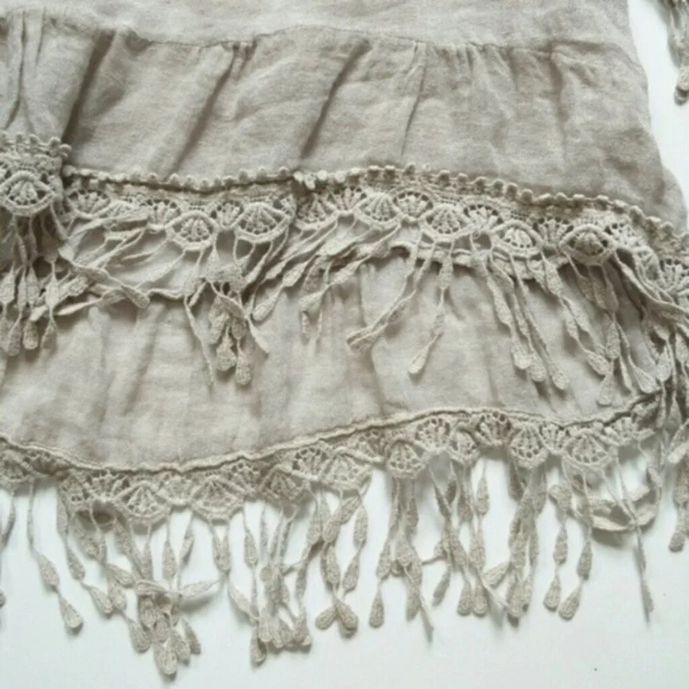 Linen Boho style blouse top lace top high low - Picture 8 of 16